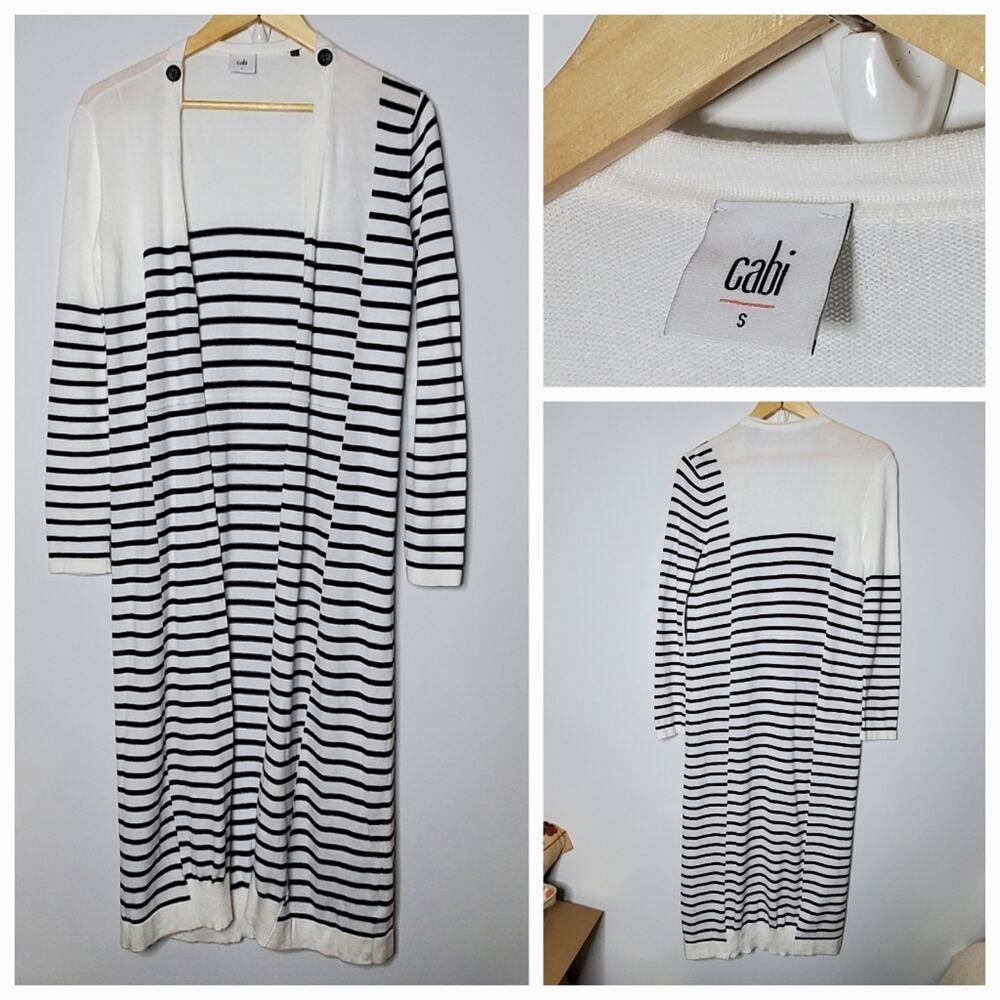Cabi #5141 Victory Cardigan Sweater Long Striped Knit Maxi Duster  Size Small